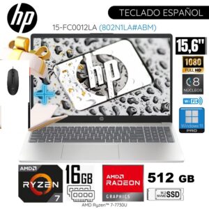 Notebook HP 15-fc0012la, 15.6" FHD IPS, AMD Ryzen 7 7730U 2.0/4.5GHz, 16GB DDR4-3200MHz /SSD 512