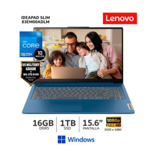 LAPTOP LENOVO IDEAPAD SLIM 3 15IRH8 I7-13620H 16GB RAM 1TB SSD 15.6' FHD W11 83EM00ADLM