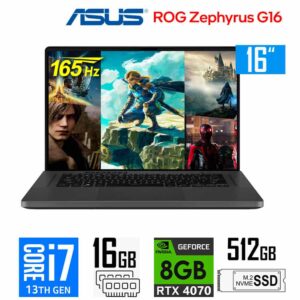Laptop Asus ROG Zephyrus GU603VI-G16.I74070 Intel Core i7 13620H Ram 16GB Disco 512GB SSD Video Nvidia RTX 4070 8GB 16″ WUXGA Windows 11