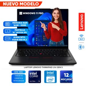 Laptop LENOVO Thinkpad L14 Gen 5 14" WUXGA IPS Core Ultra 5 125U 4.3GHz 16GB DDR5 5600