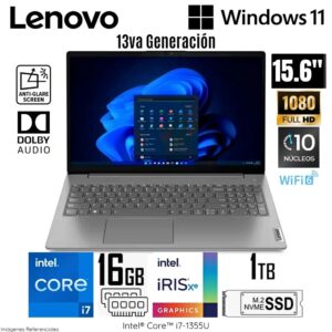 LAPTOP LENOVO V15 G4 IRU I7-1355U/ 16GB/ SSD1 TERA/ FREE/ 15.6/ 83A100ERLM