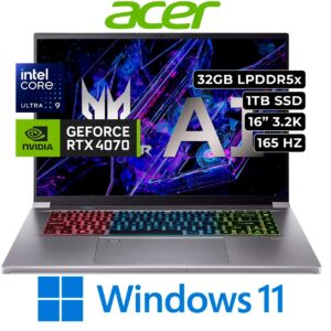 Laptop Acer Predator Triton Neo 16 Intel Core Ultra 9 185H 32GB 1TB RTX 4070 8GB 16″ 3.2K 165Hz W11
