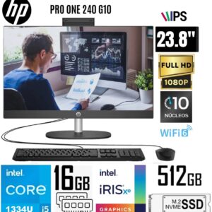 TODO EN UNO HP PROONE 240 G10 Intel i5-1334U 23.8″ FHD IPS 1920 x1080 16GB 512GB SSD No Incluye Sistema Operativo.