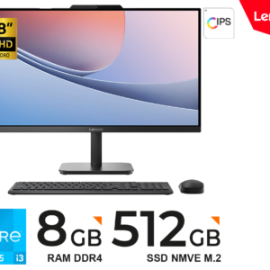 All-in-one Lenovo V100, 23.8" FHD IPS, Core i3 N305 hasta 3.8GHz, 8GB DDR4-3200MHz SO-DIMM