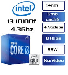 PROCESADOR INTEL CORE I3 10100F 4.3 GHZ TURBO 6 MB CACHE