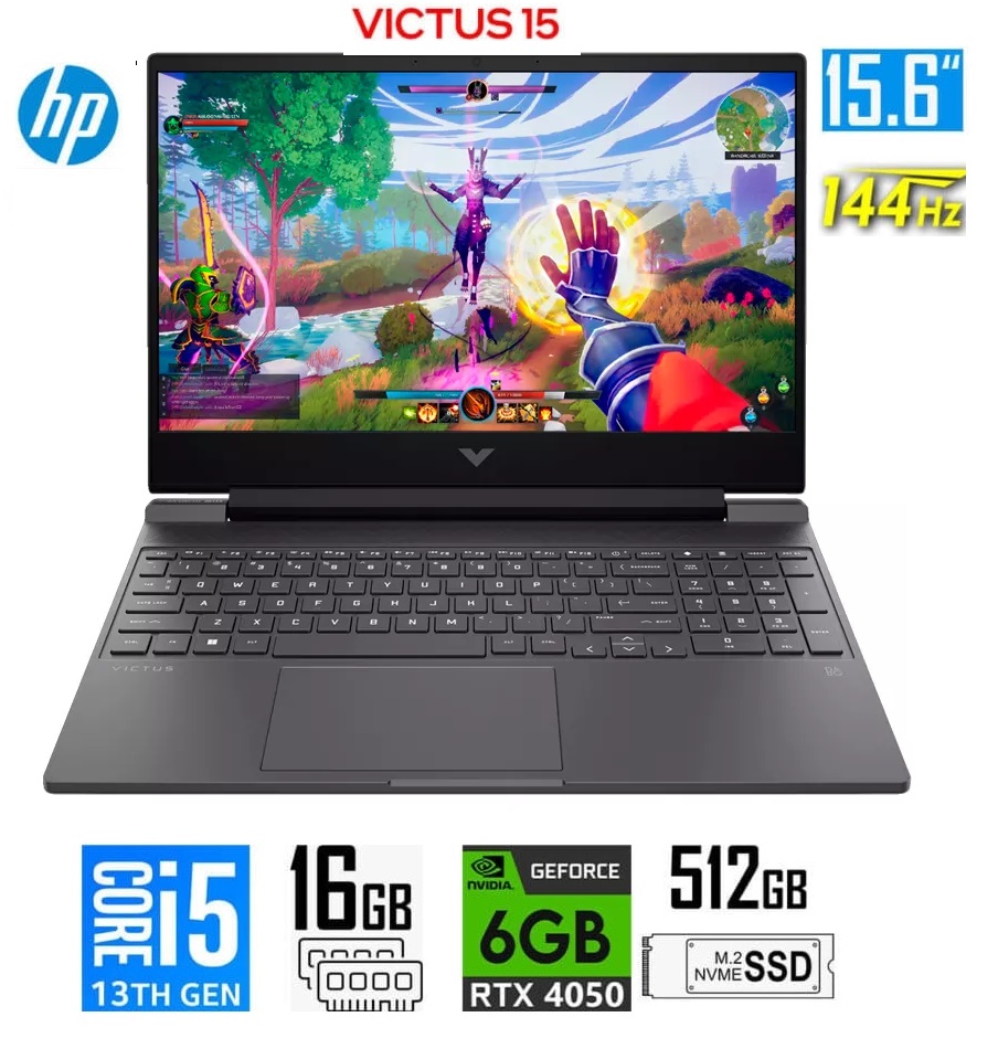 LAPTOP HP VICTUS 15-FA2701 GAMING Core™ i5-13420H 512GB SSD 16GB 15.6" (1920x1080) 144Hz WIN11 NVIDIA® RTX 4050 6GB MICA SILVER Backlit Keyboard