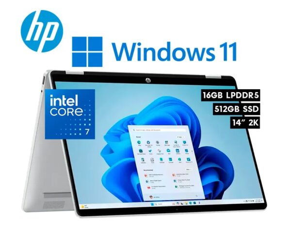 LAPTOP HP OMNIBOOK 5 FLIP 14-FP0023 Core™ 7 150U 512GB SSD 16GB 14" (1920x1200) TOUCHSCREEN WIN11 GLACIER SILVER Backlit Keyboard - Imagen 4