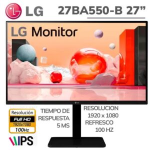 MONITOR LED LG IPS 27BA550-B / 100HZ / FHD / 1 HDMI / 1 DP / 1 VGA / 4 USB / 27″ PULGADAS