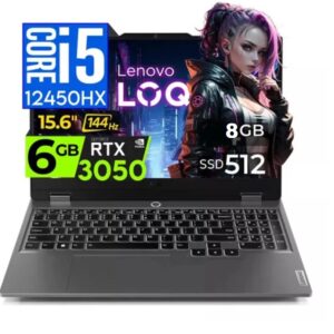 Notebook Lenovo LOQ 15IAX9 15.6" FHD IPS, Core i5-12450HX hasta 4.4GHz 8GB DDR5-4800MHz SOLIDO 512