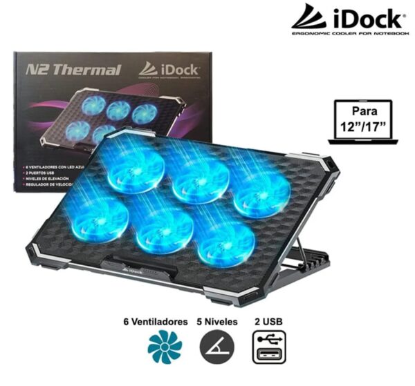 COOLER 6 VENTILADORES - iDOCK N2 THERMAL PARA LAPTOP - Imagen 2