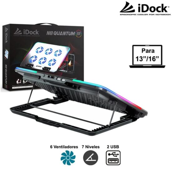 iDock - Cooler N8 Quantum RGB con 7 Niveles y 6 Ventiladores - Imagen 2
