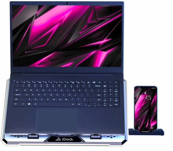 Cooler para Laptop mas soporte de movil iDock Turbine N9 Silver - Imagen 4