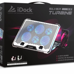 Cooler para Laptop mas soporte de movil iDock Turbine N9 Silver