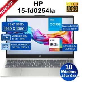 Laptop HP Intel® Core™ i5-1334U 15-fd0254la I5-1334U 16GB RAM 512GB SSD 15.6" Windows 11 home original color oro