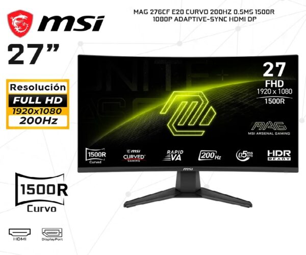 MONITOR MAG 276CF E20 FULLHD 27 " rapidVA 200hz 0.5ms HDReady 1500R