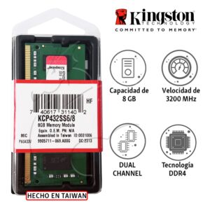 Memoria RAM Kingston para Laptop 8GB DDR4 3200MHz/PC4