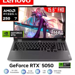 Laptop Lenovo LOQ 15AHP10 Ryzen 7 IA 250 Ram 16GB Disco 1TB SSD Video Nvidia RTX 5050 8GB 15.6" FHD Windows 11 (83JG000FUS)