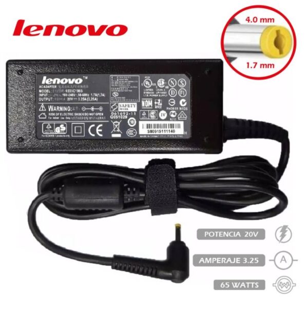 CARGADOR COMPATIBLE LENOVO 20V 3.25A 65W 4.0 X 1.7MM