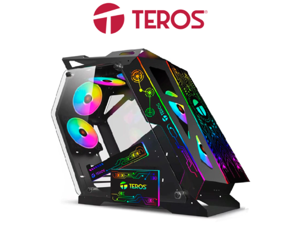 Case gamer TEROS TE-1311G, Mid Tower, USB 3.0 / USB 2.0, audio, ventilador ARGB, blanco y negro - Imagen 6