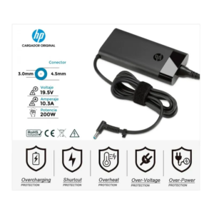 Cargador Hp 19.5v 10.3a 200w  Punta Celeste para laptop gamer original