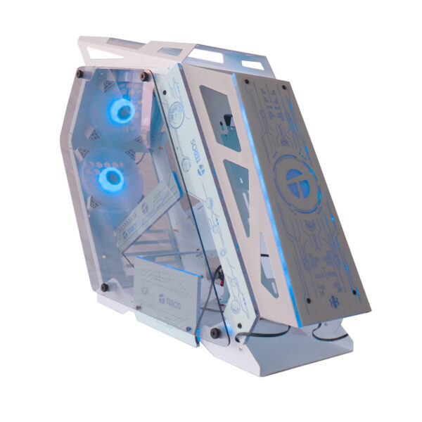 Case gamer TEROS TE-1311G, Mid Tower, USB 3.0 / USB 2.0, audio, ventilador ARGB, blanco y negro - Imagen 2