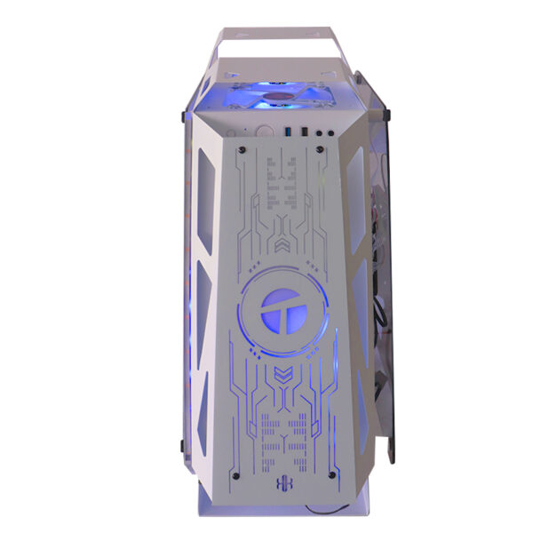 Case gamer TEROS TE-1311G, Mid Tower, USB 3.0 / USB 2.0, audio, ventilador ARGB, blanco y negro - Imagen 3