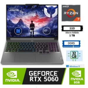 Laptop  LENOVO LEGION 5 15.1” WQXGA (2560 x 1600) OLED AMD RYZEN 7 260 32GB RAM 1TB SSD NVIDIA GEFORCE RTX 5060 8192MB GRAPHICS WINDOWS 11 (83M0CTO1WW)