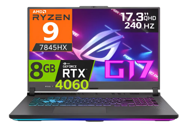 Laptop ASUS ROG Strix G17 Ryzen 7 7845hx 32gb 1tb 17.3' Wqhd 240hz Color Negro G713PV TECLADO AMERICANO - Imagen 5