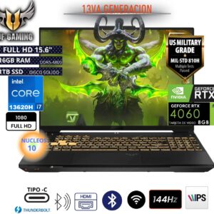 Laptop ASUS TUF F15 GAMING FX507VV-LP142 Intel Core i7-13620H 15.6" FHD 144Hz 16GB 1TB RTX 4060 8GB