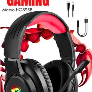 HEADSET MARVO HG8958 RGB – USB 2.0/JACK 3.5MM – OMNIDIRECTIONAL – 40MM DRIVERS – BLACK