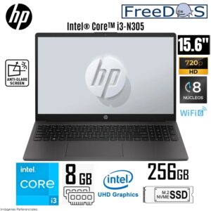 Laptop HP 250 G10 Intel Core i3-N305 8GB RAM 256GB SSD 15.6" HD Gris Free Dos - B83U6AT
