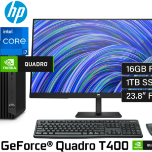 HP PRO SFF 400 G9 Desktop Intel Core i7 13700 Ram 16GB Disco SSD 1TB Video Nvidia Quadro T400 4GB Monitor 23.8" FHD