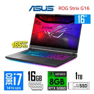 Laptop  ASUS ROG STRIX G16 (2025), Core i7 14650HX, 16GB RAM DDR5, 16″ WUXGA IPS, RTX 5060 8GB, 1TB SSD M.2,TECLADO AMERICANO