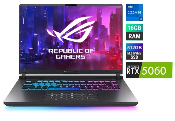 Laptop  ASUS ROG STRIX G16 (2025), Core i7 14650HX, 16GB RAM DDR5, 16″ WUXGA IPS, RTX 5060 8GB, 1TB SSD M.2,TECLADO AMERICANO - Imagen 5