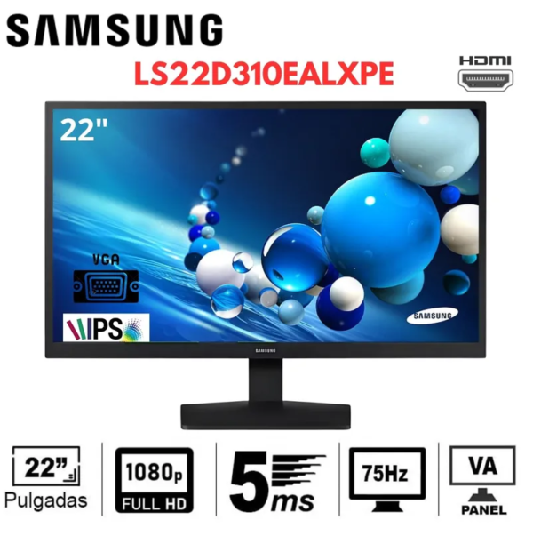 Samsung LS22D310EALXPE Monitor 22” Full HD VA HDMI 75Hz 5ms