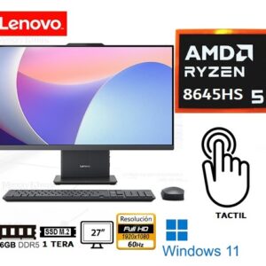Aio Lenovo Amd Ryzen 5 8645hs (8th) (14va En Intel) Ram 16gb Ssd 1tb Pantalla 27″ Ips (1920×1080) *touch* Windows 11 Home