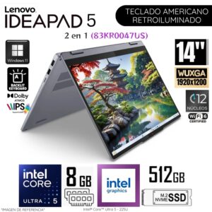 Laptop Lenovo IdeaPad 5 2 en 1 Intel Ultra 5 - 225U 8GB RAM 512GB SSD 14" WUXGA Touch 83KR0047US