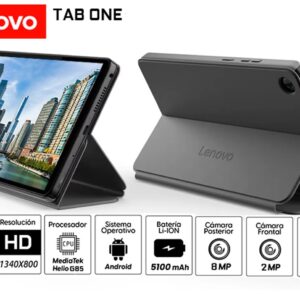 Tablet Lenovo Tab One 4Gb Ram 128Gb eMMC 87″ Android 14+Folio Case -Luna Grey